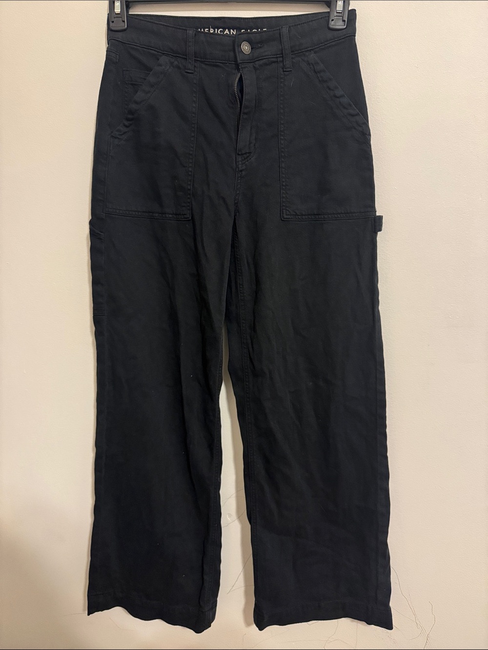 American Eagle Outfitters Men's Black Cargo Carpenter Pants